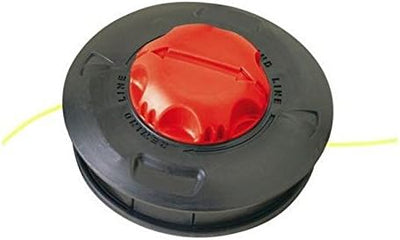 Bobina di ricambio per decespugliatore, testina con filo in nylon, compatibile con vari modelli di decespugliatori. Design robusto con coperchio rosso e corpo nero, facile da installare e utilizzare per tagliare erba e piccoli arbusti. Accessorio da giardino.
