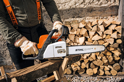 Motosega STIHL MSE 170 con focus sull'area di manovra