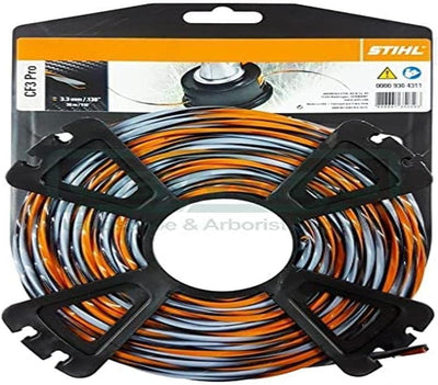 Bobina di filo per decespugliatore STIHL CF3 Pro, diametro 3.3 mm, lunghezza 78 m, colore arancione e grigio. Accessorio di alta qualità per attrezzi da giardino, ideale per taglio erba e manutenzione del prato.