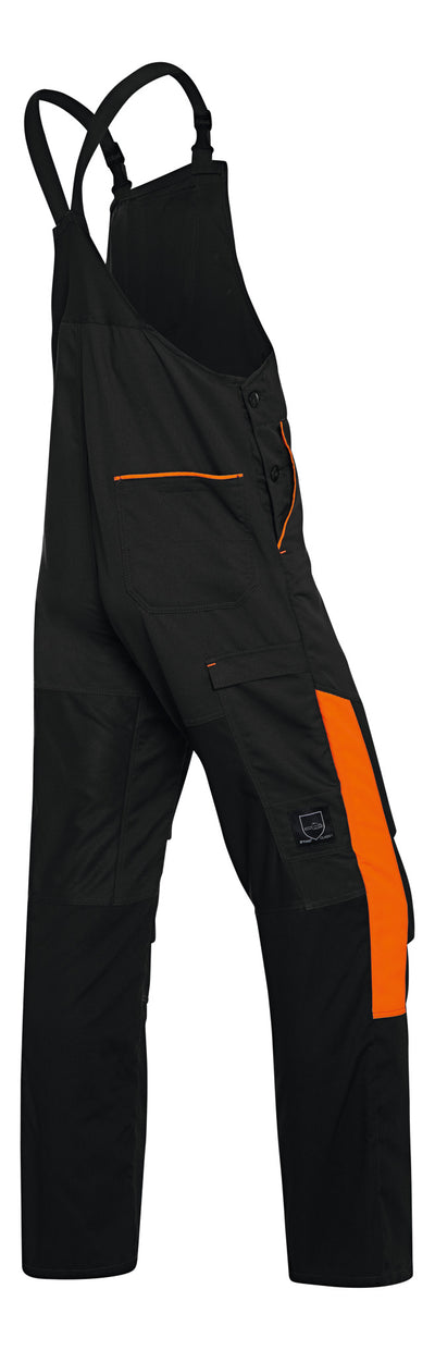 Vista laterale della Salopette Function Universal di Stihl evidenziando la protezione lombare