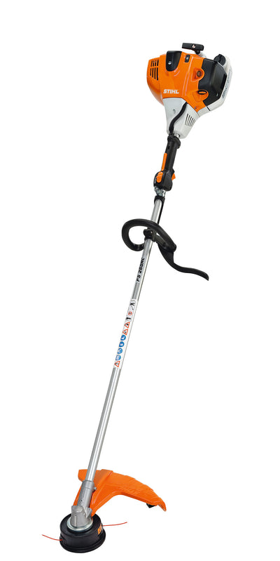 Decespugliatore FS 260 R di Stihl: vista laterale dell'attrezzo con dettagli dell'impugnatura e motore