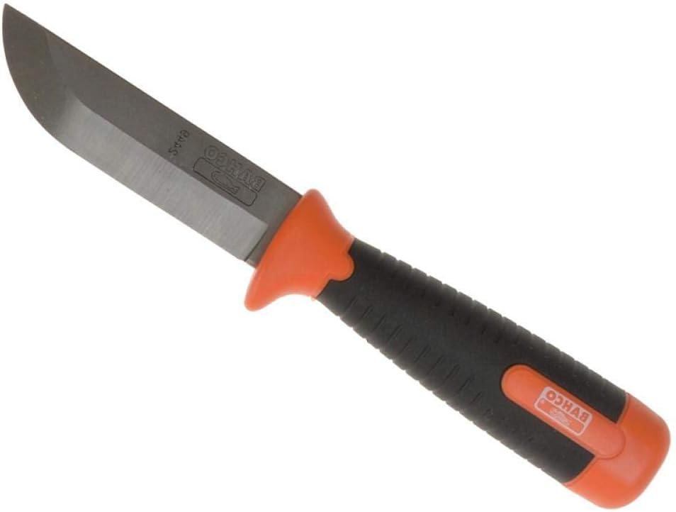 Coltello Bahco a lama curva con manico nero arancione