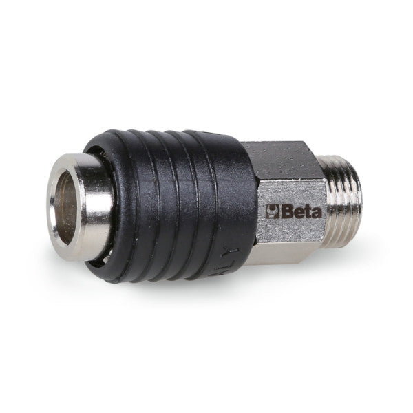 Raccordo universale a sfera Beta 1917M 1/4 in ottone nichelato con gomma antiurto e filetto maschio BSP