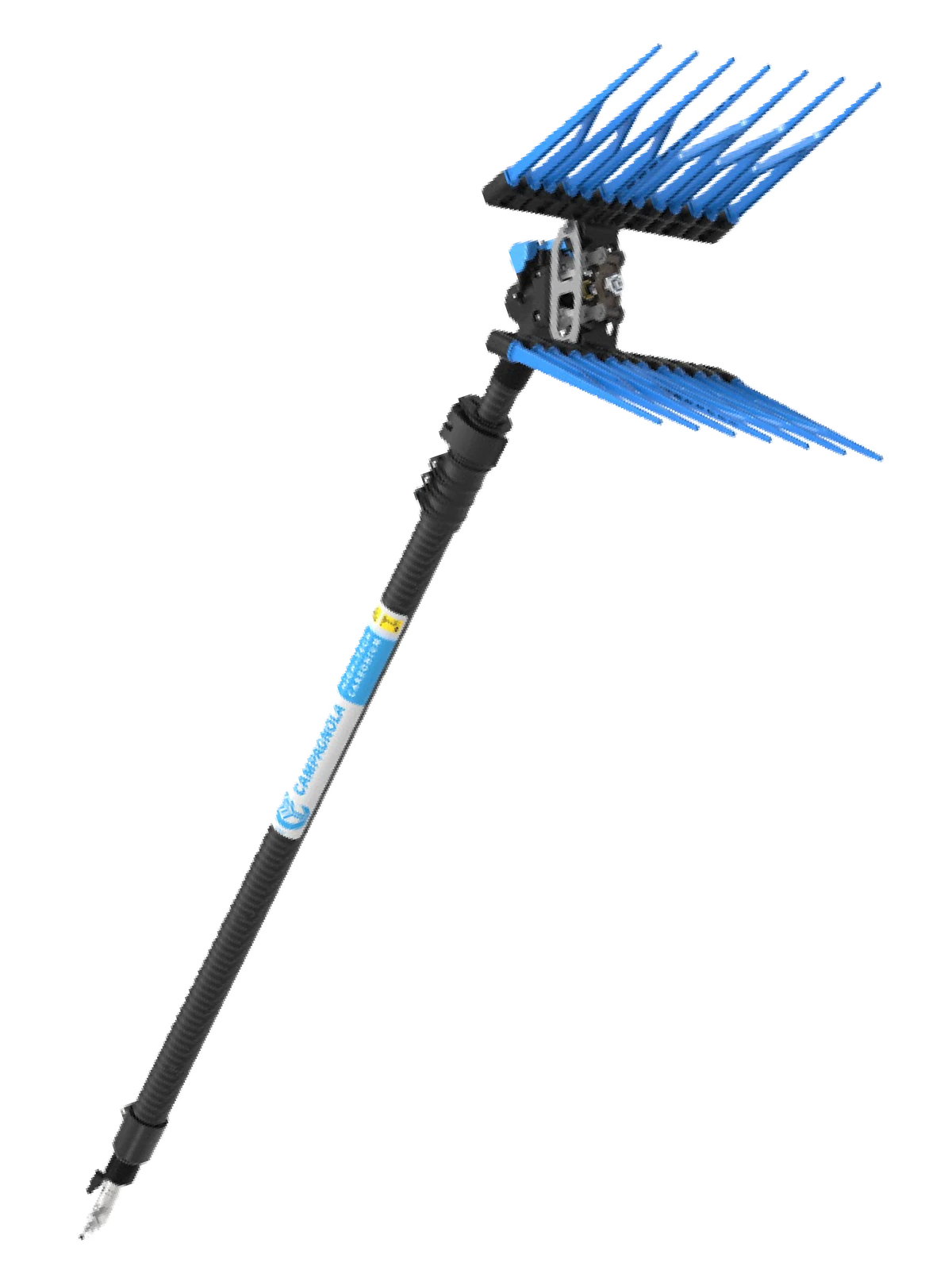 Campagnola Iron abbacchiatore pneumatico su asta con doppia pettinatura e rebbi blu