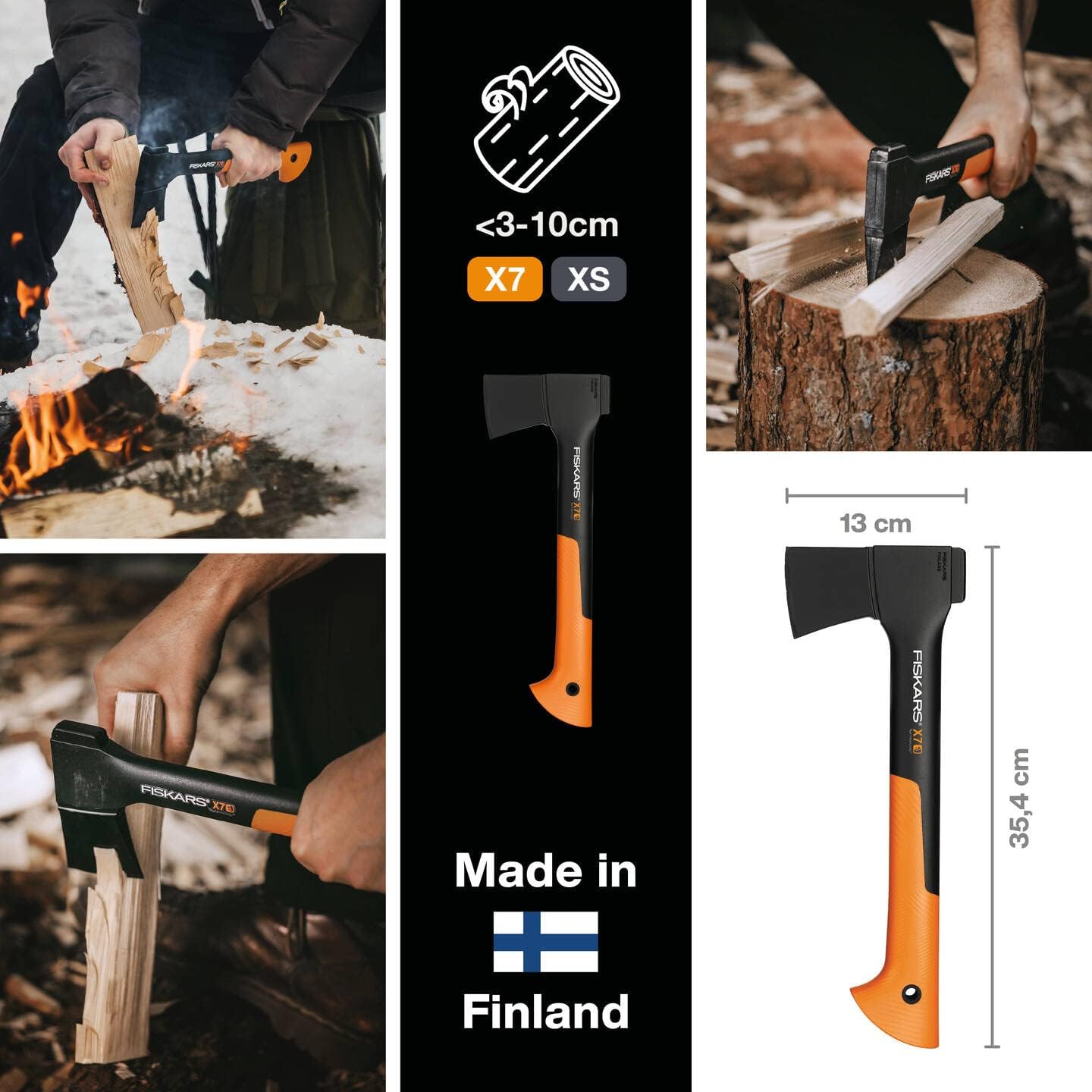 Scheda dimensioni ascia da taglio Fiskars X7 XS