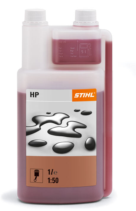 Flacone olio motore Stihl HP 2T con indicazione miscela 1:50