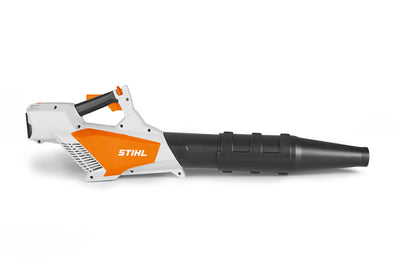 Giocattolo soffiatore Stihl a batteria in plastica con impugnatura e tubo removibile