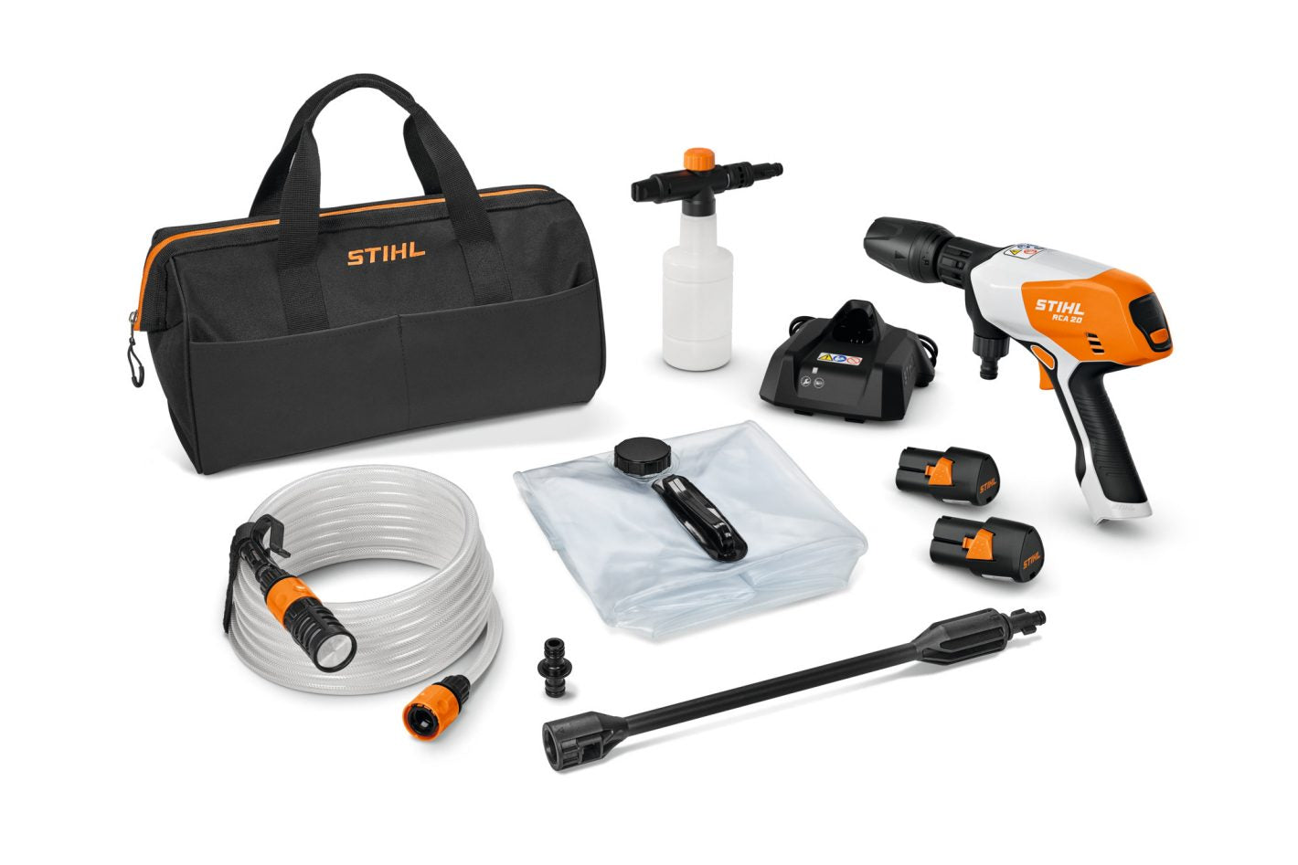 Kit idropulitrice a batteria STIHL RCA 20 con ugello 4-in-1 e accessori