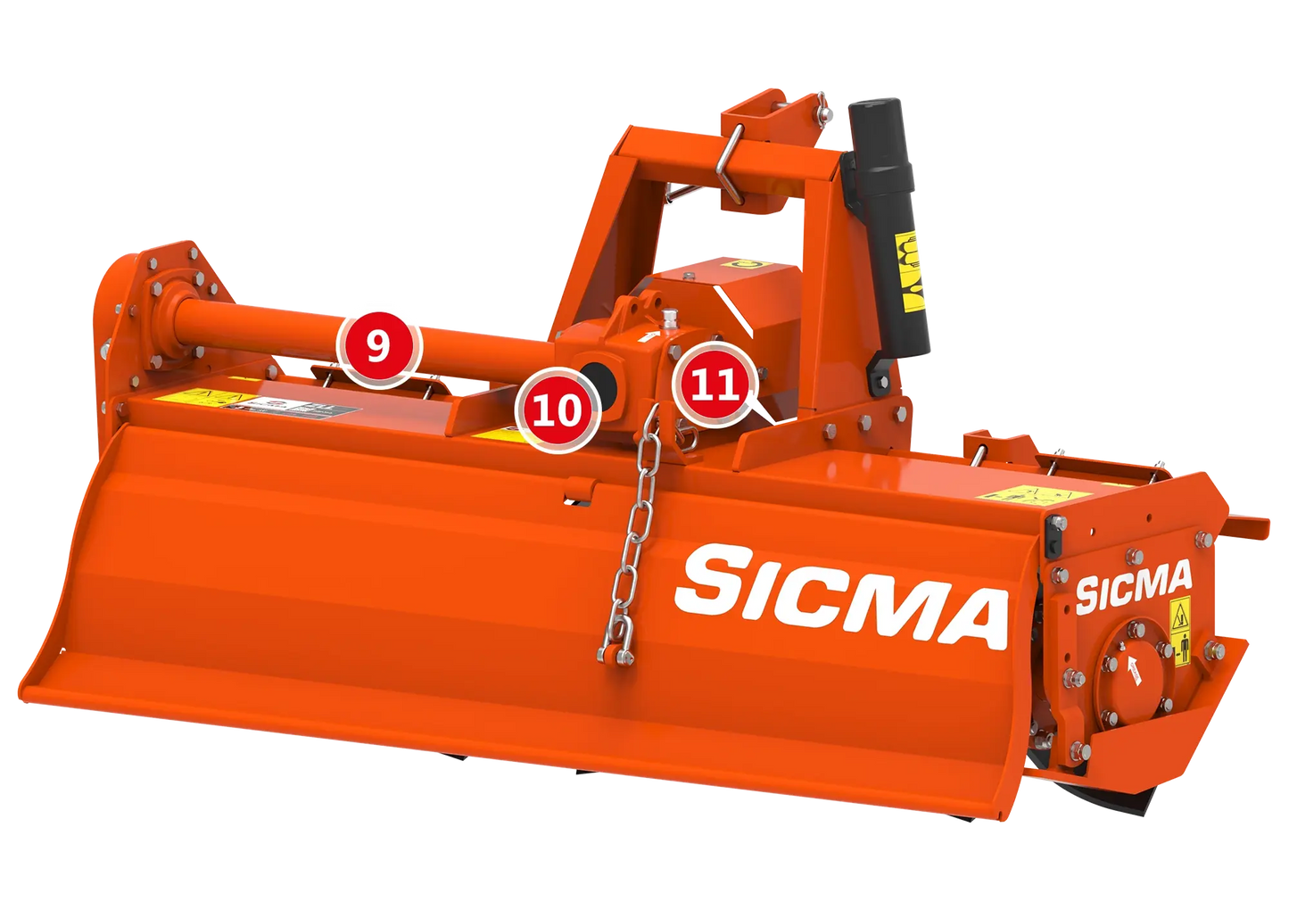 Dettaglio trasmissione e riduttore Sicma ZLL 130 con tubo di prolunga