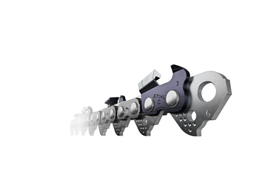 Dettaglio maglie e denti catena STIHL 36 RH Rapid HEXA 3/8