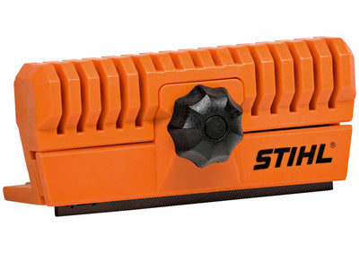 Attrezzo STIHL per sbavatura spranga guida con corpo in plastica e manopola di regolazione