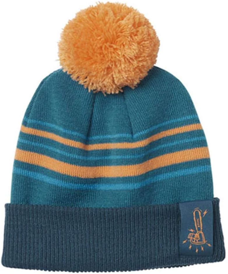 Cappello invernale Stihl Beanie Saw blu con righe arancioni e pompon