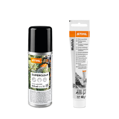 STIHL Care & Clean Kit HS con spray Superclean 50 ml e grasso Multilub 40 g per manutenzione tosasiepi