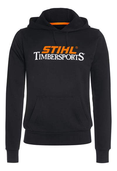 Felpa con cappuccio STIHL TIMBERSPORTS nera in cotone con logo frontale