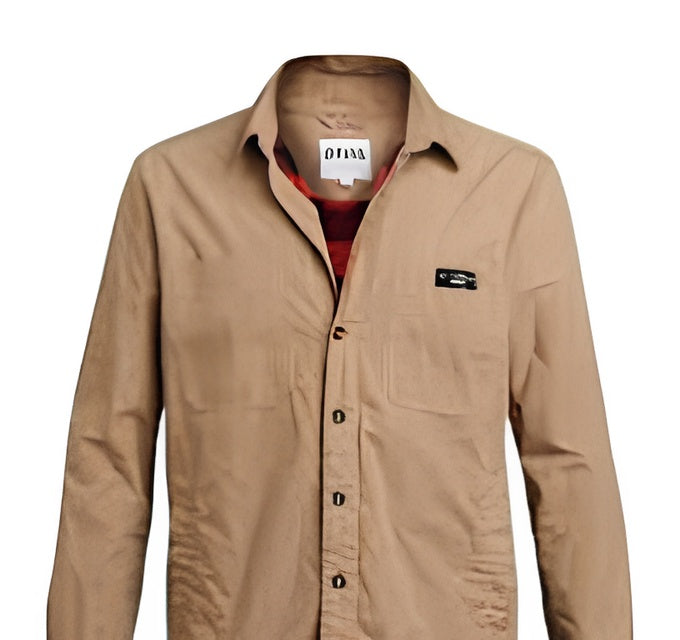 Giacca-camicia da lavoro Stihl Worker beige in cotone taglia L con taschino e distintivo motosega