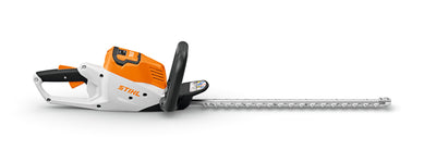 Tagliasiepi STIHL HSA 50 a batteria vista laterale con lama e protezione guida