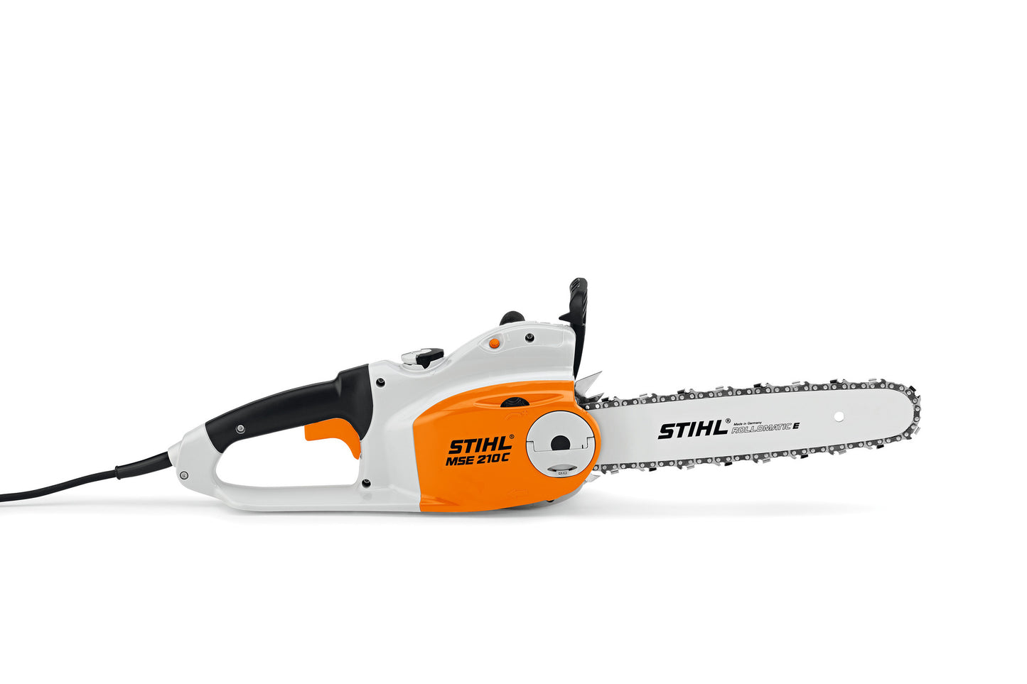 Motosega elettrica Stihl MSE 210 C-BQ vista laterale con barra 35-40 cm