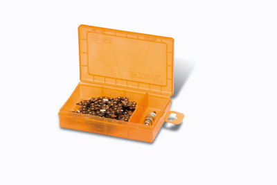 Scatola Stihl per riporre catene in plastica con divisori interni, dimensioni 18x12x4 cm