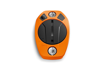 STIHL Smart Connector 2 A vista frontale, modulo arancione con parte centrale nera