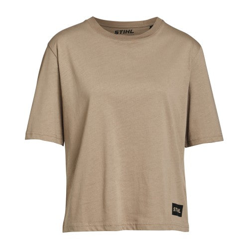 T-shirt donna Stihl Sustainable Logo marrone in cotone biologico