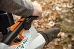 Detailed view of STIHL BGA 200 blower system and attachments