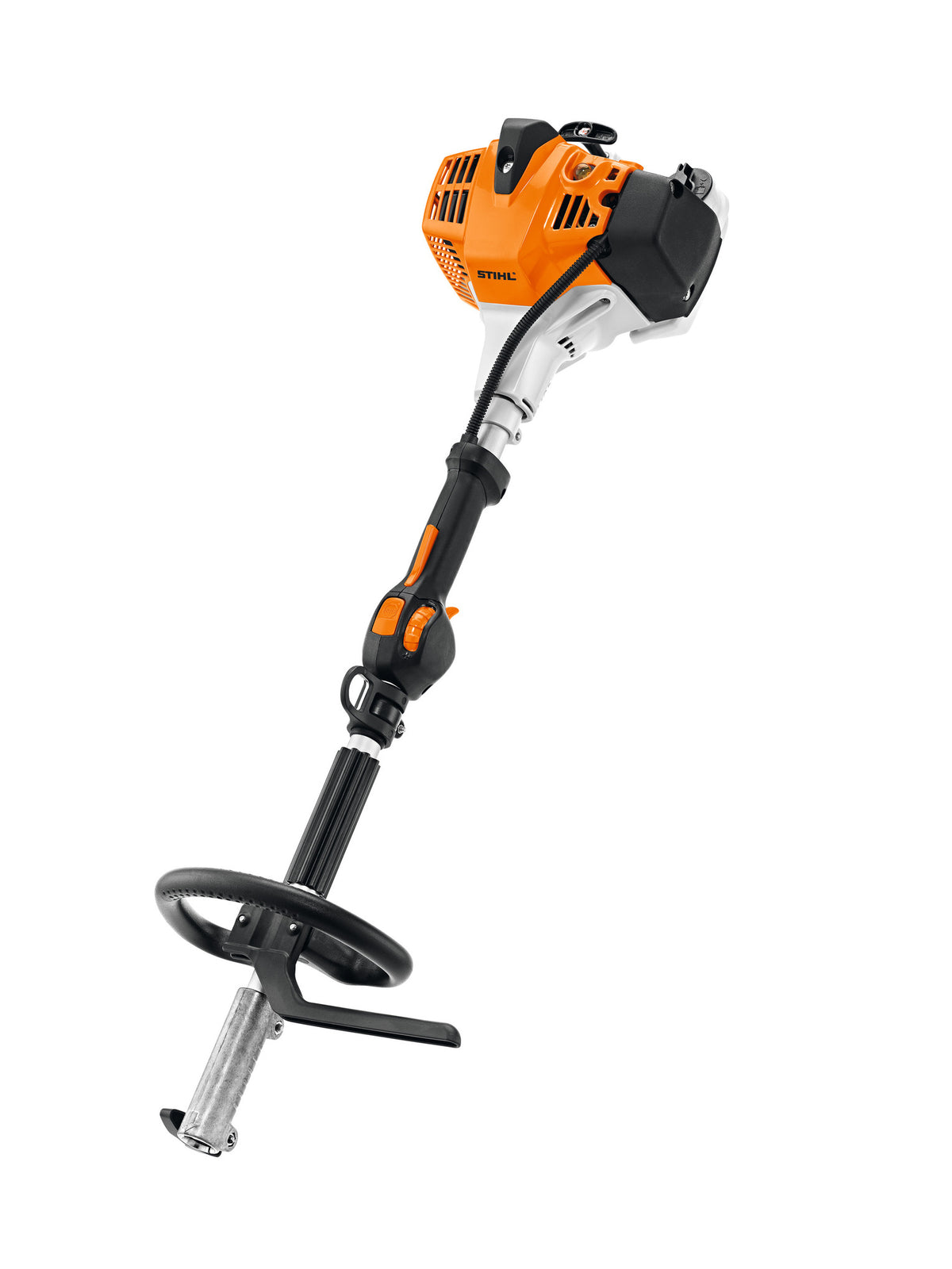 Vista frontale del Kombi a scoppio STIHL KM 94 RC-E con impugnatura ergonomica