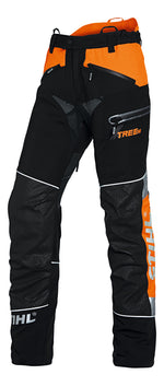 Dettaglio delle rifiniture elasticizzate e traspiranti dei pantaloni Advance X-Treem di Stihl