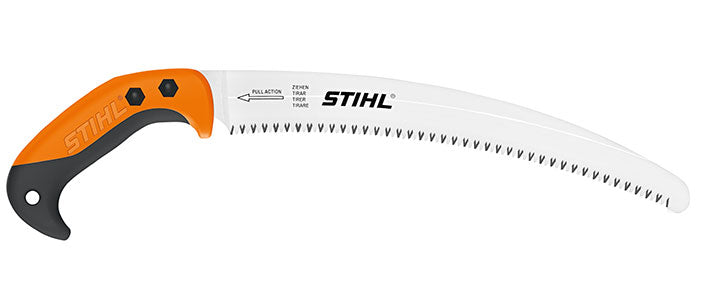 Immagine laterale della Sega per Rami PR 27 C di Stihl, mostrando il design della lama curva