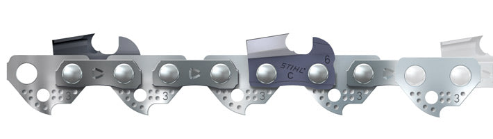 Dettaglio della Catena Picco Super (PS) di Stihl su sfondo bianco