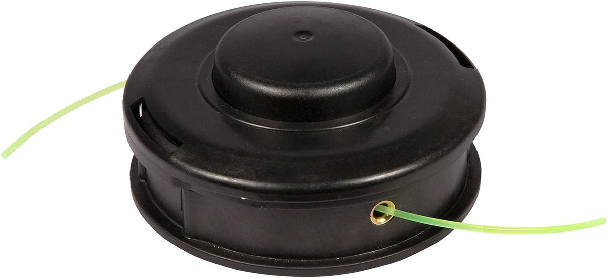 Testina di ricambio per decespugliatore, nera, con filo di nylon verde. Ideale per taglio erba e manutenzione del giardino. Compatibile con vari modelli di decespugliatori. Accessorio durevole e facile da installare.