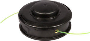 Testina di ricambio per decespugliatore, nera, con filo di nylon verde. Ideale per taglio erba e manutenzione del giardino. Compatibile con vari modelli di decespugliatori. Accessorio durevole e facile da installare.