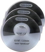 Bobine di filo per decespugliatore Oregon Gator SpeedLoad, diametro 0.118 pollici (3.0 mm), confezione da 3 pezzi. Ideale per taglio erba e manutenzione giardini. Alta qualità e durata. Accessorio per attrezzi da giardinaggio.
