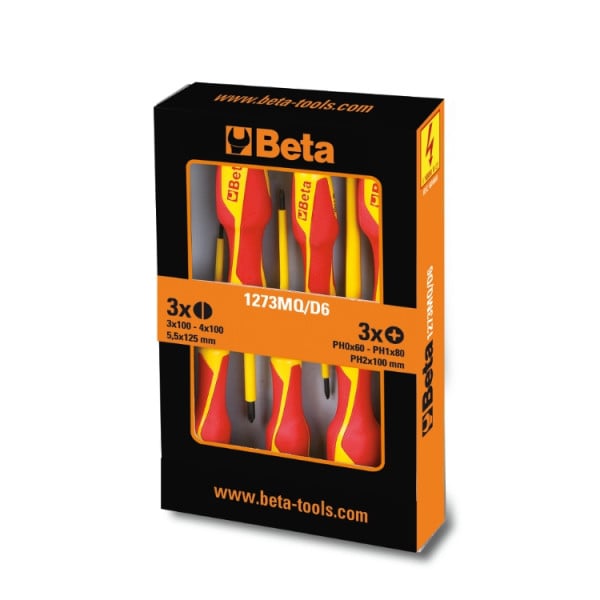 Set 6 giraviti isolati 1000V Beta 1273MQ/D6 a taglio e Phillips conforme EN 60900