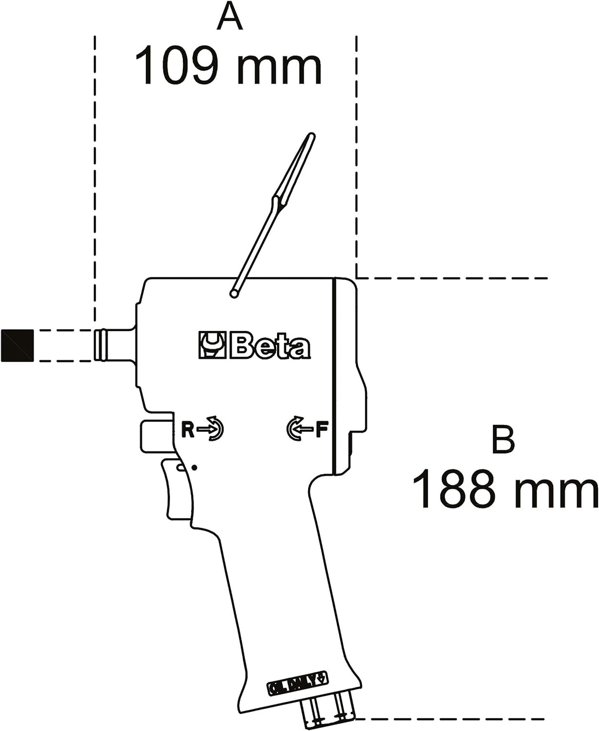 Schema dimensioni avvitatore reversibile compatto Beta 1927Xm 109 mm 188 mm