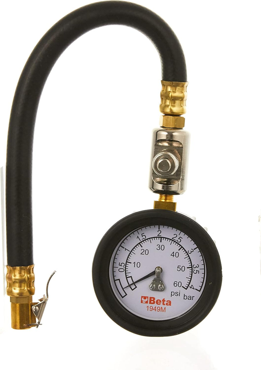 Misuratore pressione pneumatici Beta 1949M con manometro analogico e tubo flessibile