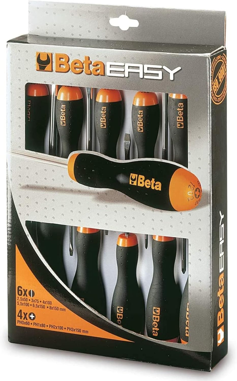 Set giraviti Beta Easy 10 pezzi cromati a taglio e a croce in confezione