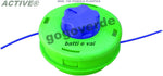 Testina decespugliatore Active 120 pomolo plastica verde e blu, modello "batti e vai". Ricambio per tagliabordi, facile da installare. Ideale per giardinaggio e manutenzione del verde. Marca gogo verde.