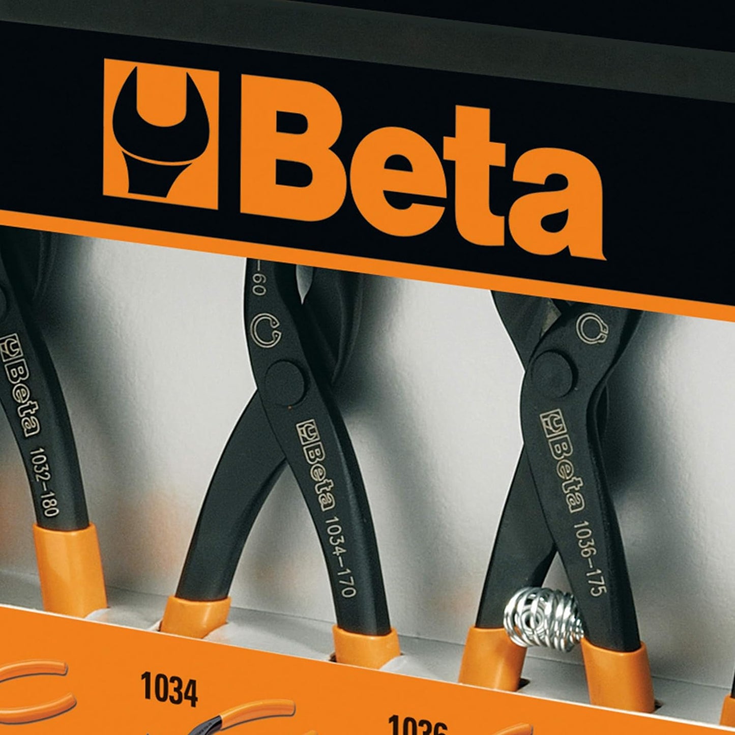Dettaglio pinze Beta 1031/S4 per anelli elastici con manici arancioni