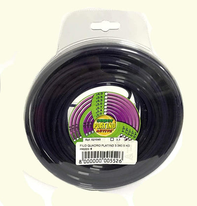 Filo quadro platino 3.3x0.5 kg, Super Platino Active, Ref. 021045, confezione nera con etichetta bianca e codice a barre, ideale per giardinaggio e lavori di precisione, alta qualità e resistenza.