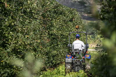 Trattore compatto Farmtrac 4RM vista posteriore con telaio ROPS