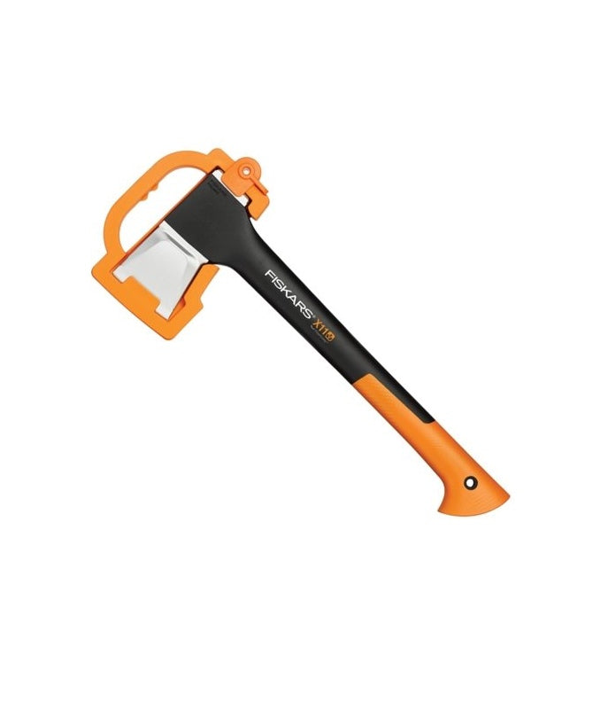 Ascia da spacco Fiskars X11 con coprilama e manico arancione e nero