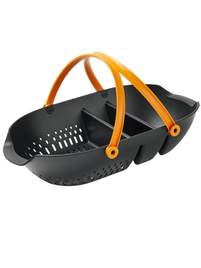 Cesta per raccolto Fiskars Plus in plastica nero e arancione con maniglie