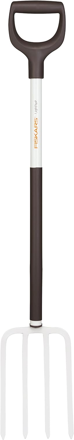 Forcone Fiskars Light con manico in alluminio e 4 denti in acciaio