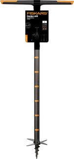 Trivella manuale Fiskars QuikDrill con indicazione materiali FiberComp e acciaio peso 2,3 kg