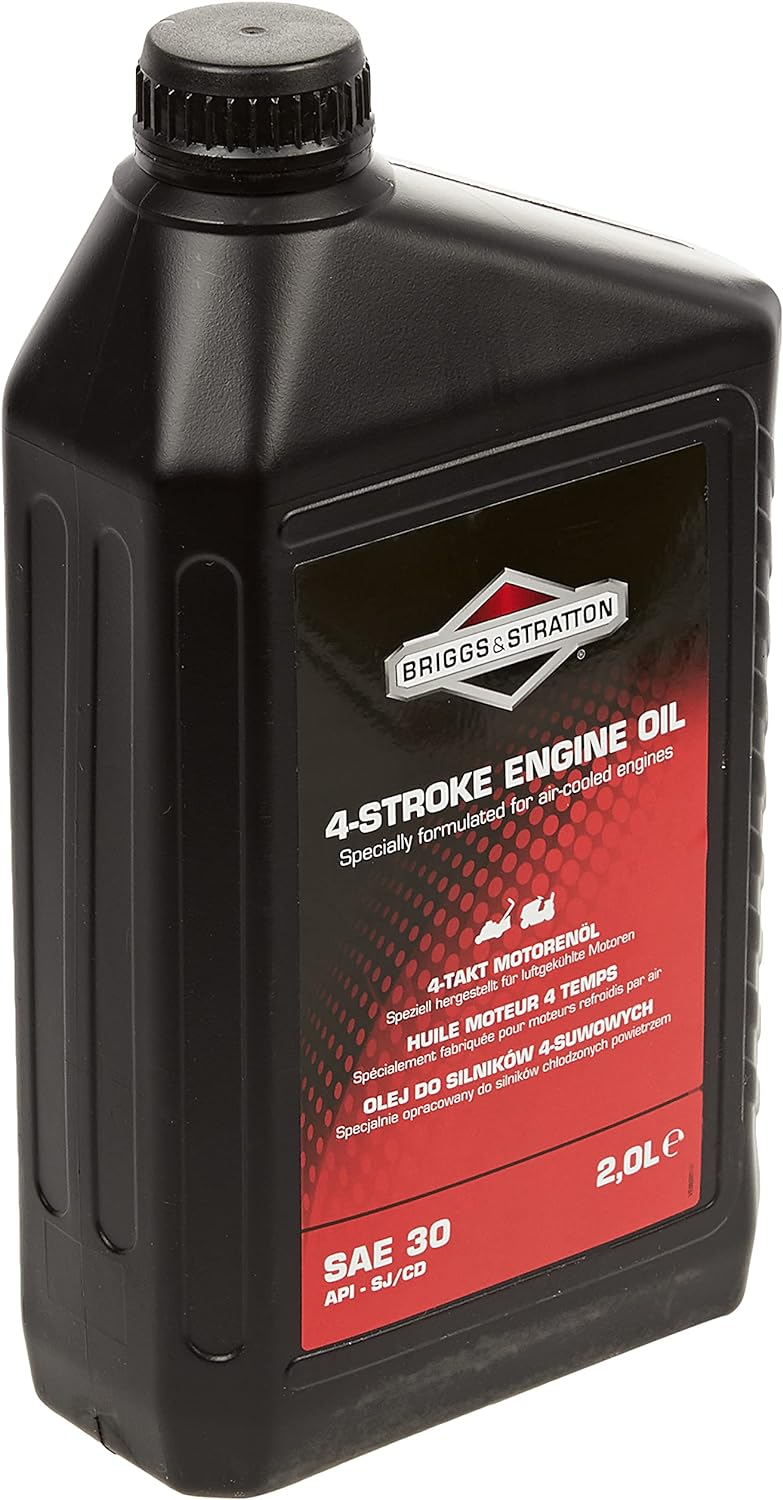 Flacone olio motore Briggs & Stratton 4 tempi SAE 30 2 litri vista laterale
