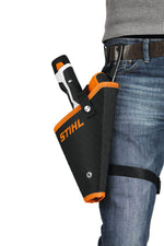 Fondina STIHL per GTA 26 con cinghia coscia e profilo arancione