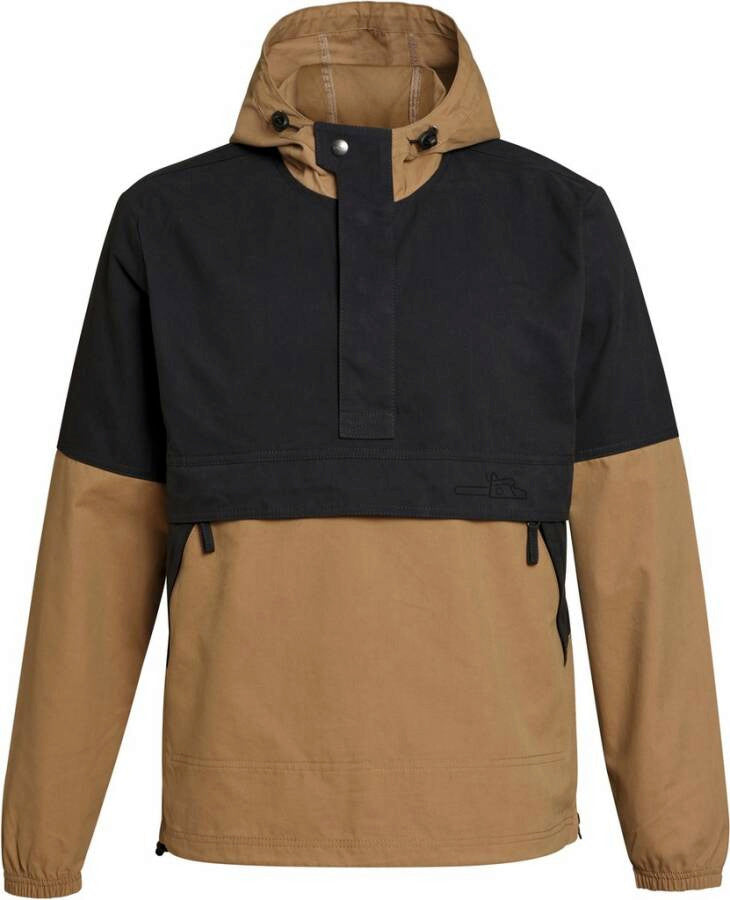 Giacca pullover STIHL Icon con cappuccio, zip sul petto e tasche laterali, bicolore sabbia e scuro