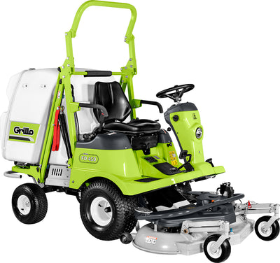 Trattorino rasaerba frontale Grillo FD 450 con raccolta diretta e cesto 450 litri