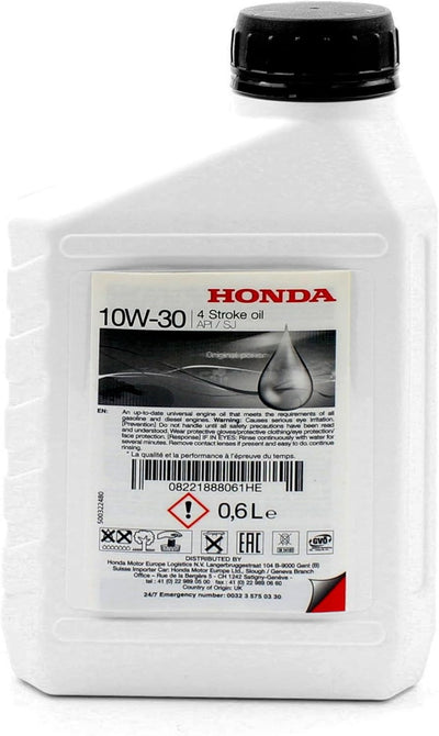 Etichetta posteriore olio motore Honda 10W-30 0,6 L API SJ
