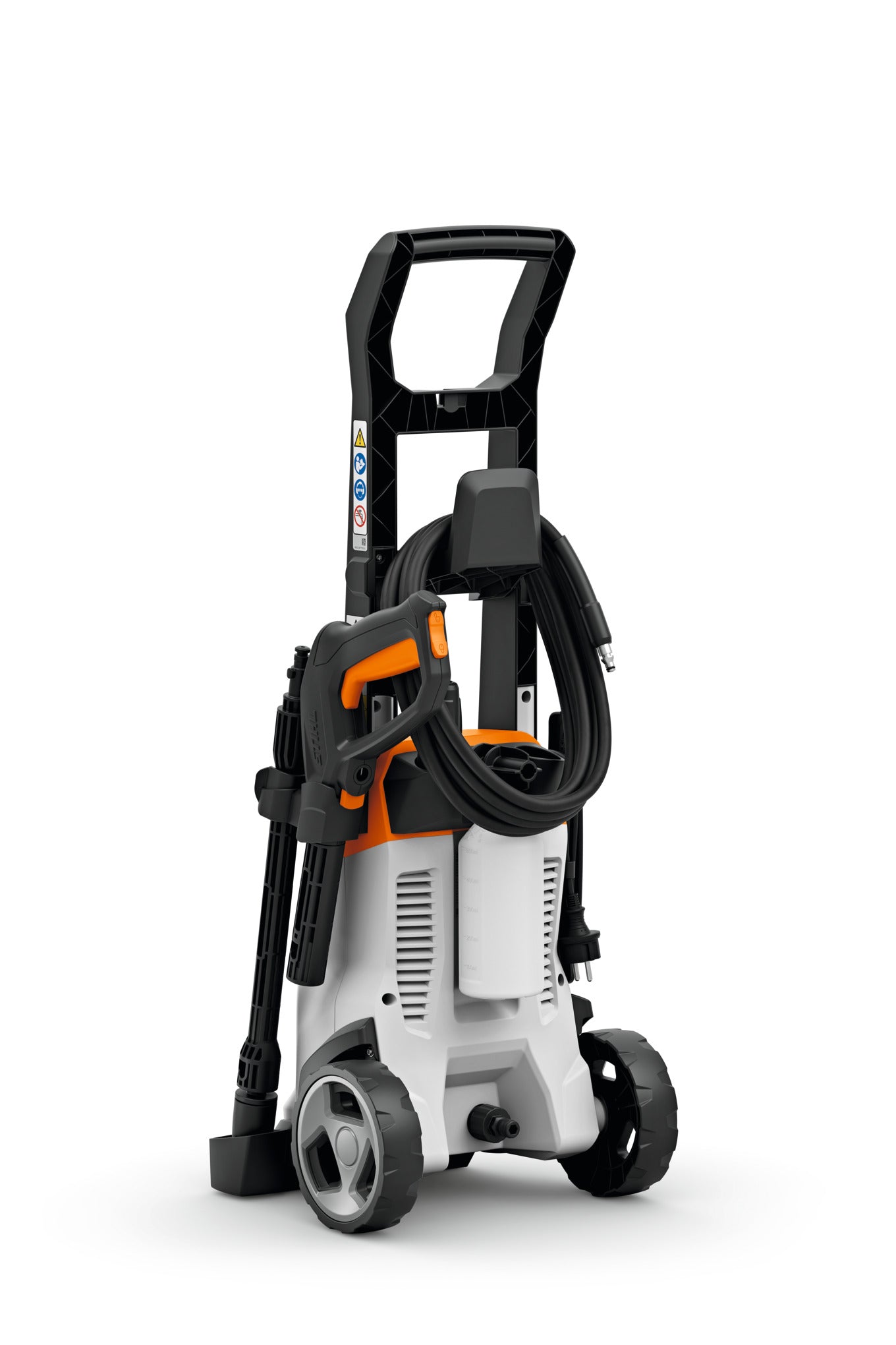 Idropulitrice Stihl RE 90 vista posteriore con organizzazione del tubo e cavo